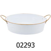 13” Round White Ice Tray with Gold Rim & Handle