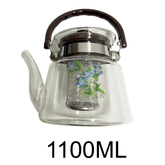 1.1L Glass Coffee & Tea Pot with Flower Design