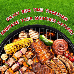 17" Round Portable BBQ Charcoal Grill Set (Free Gifts: Grilling Skillet & 3 Spices)