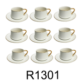 12 PC Matte White & Gold Coffee Set