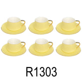 12 PC Matte Yellow & Gold Coffee Set