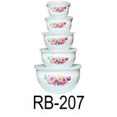 10 PC Floral Enamel Bowl Set