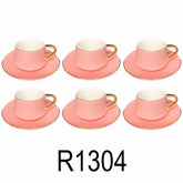 12 PC Matte Pink & Gold Coffee Set