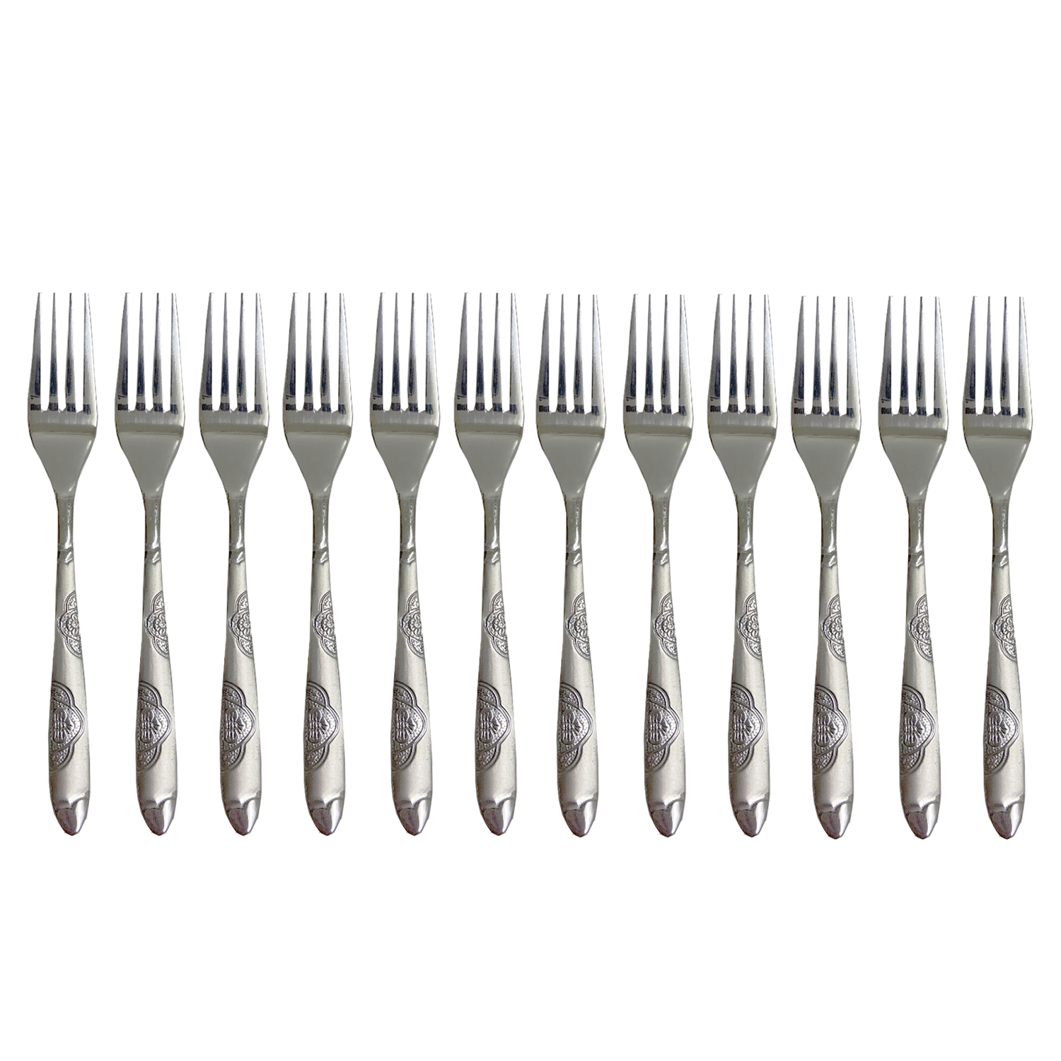 12 PC Wavy Cloud Design Stainless Steel Silver Tea Fork