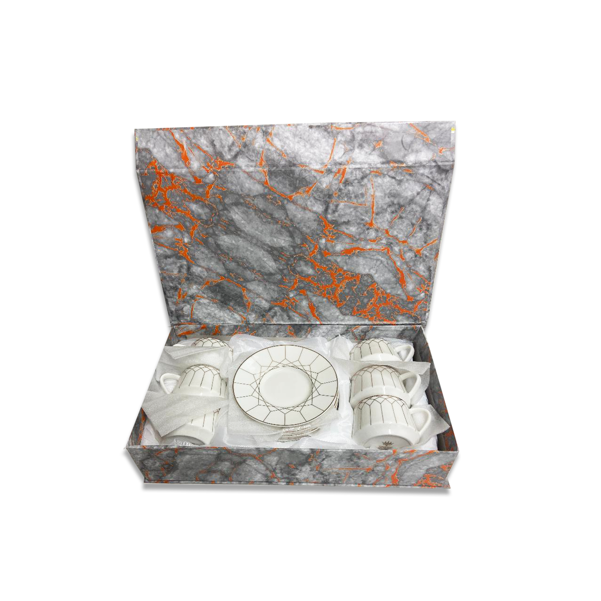 12 PC White & Gold Turkish Coffee Cup and Saucer