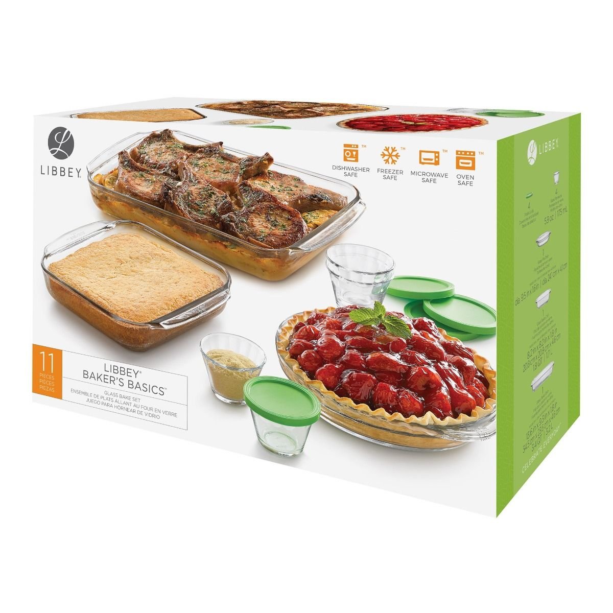 11 PC Libbey Baker's Bassic Glass Bake Set
