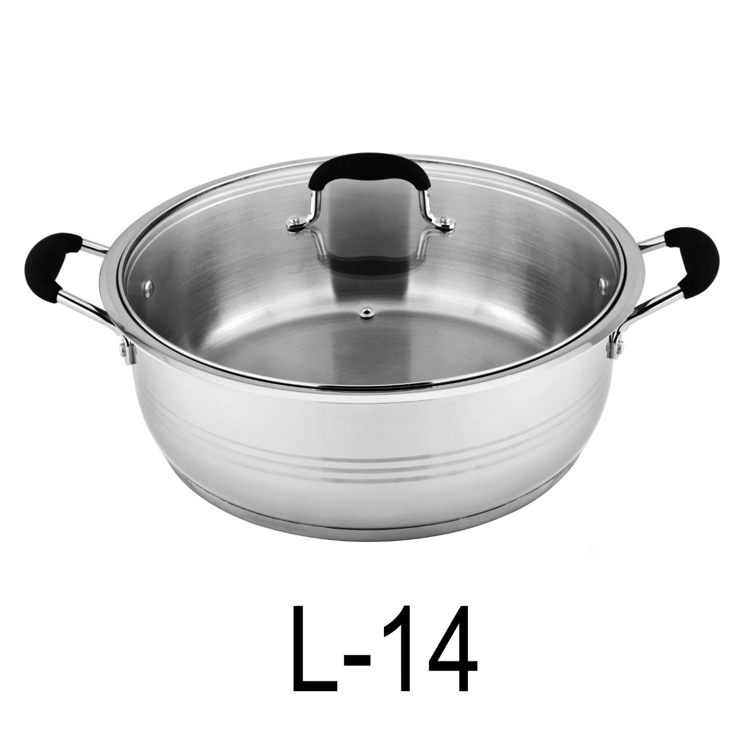 14 QT Stainless Steel 18/10 Induction Low Pot With Silicon Handle