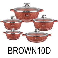 10 PC Brown Aluminum Die Casting Casserole Set