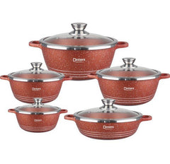 10 PC Brown Aluminum Die Casting Casserole Set