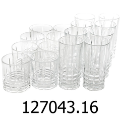 16 PC Jewelite Tumbler and Double Old Fashioned Glass Set