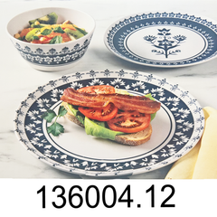 12 PC Martha Stewart Bamboo Fiber Dinnerware Set- Blue
