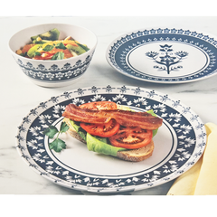 12 PC Martha Stewart Bamboo Fiber Dinnerware Set- Blue