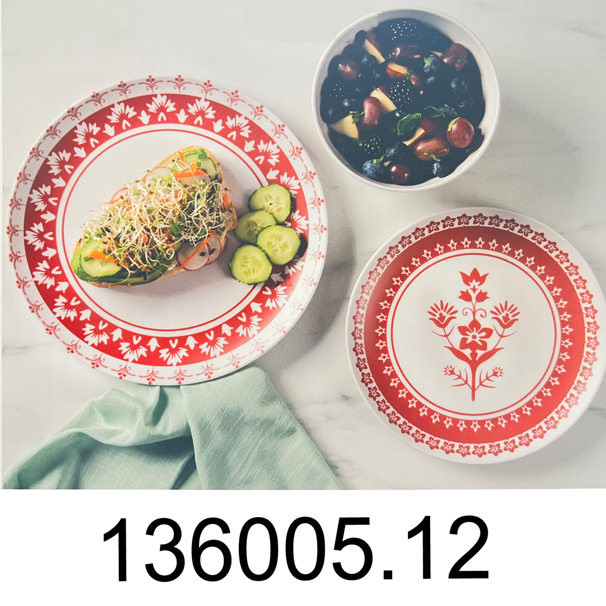 12 PC Martha Stewart Bamboo Fiber Dinnerware Set- Red