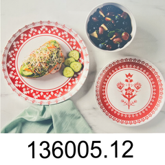 12 PC Martha Stewart Bamboo Fiber Dinnerware Set- Red