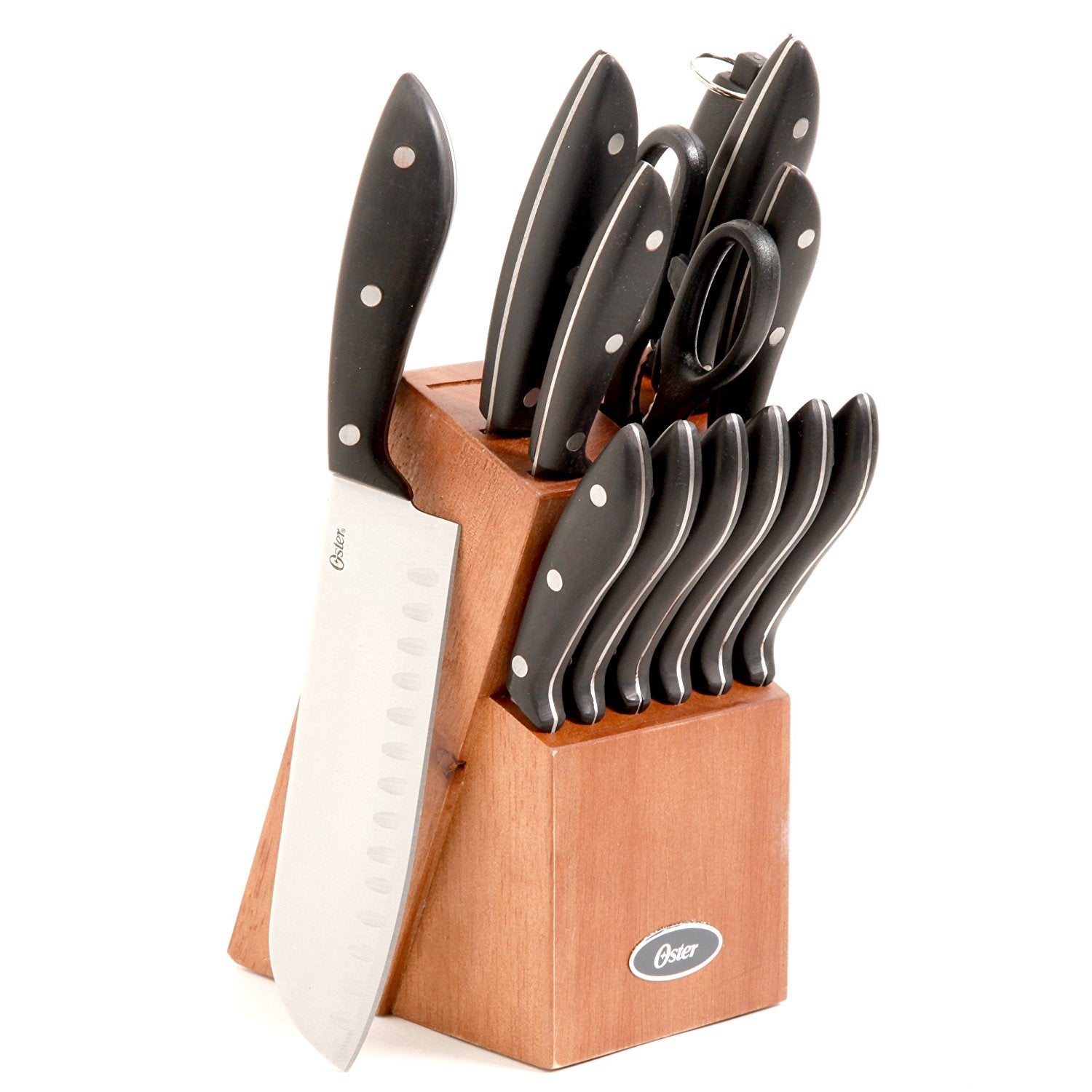 14 PC Oster Huxford Cutlery Mahogany Wood Set