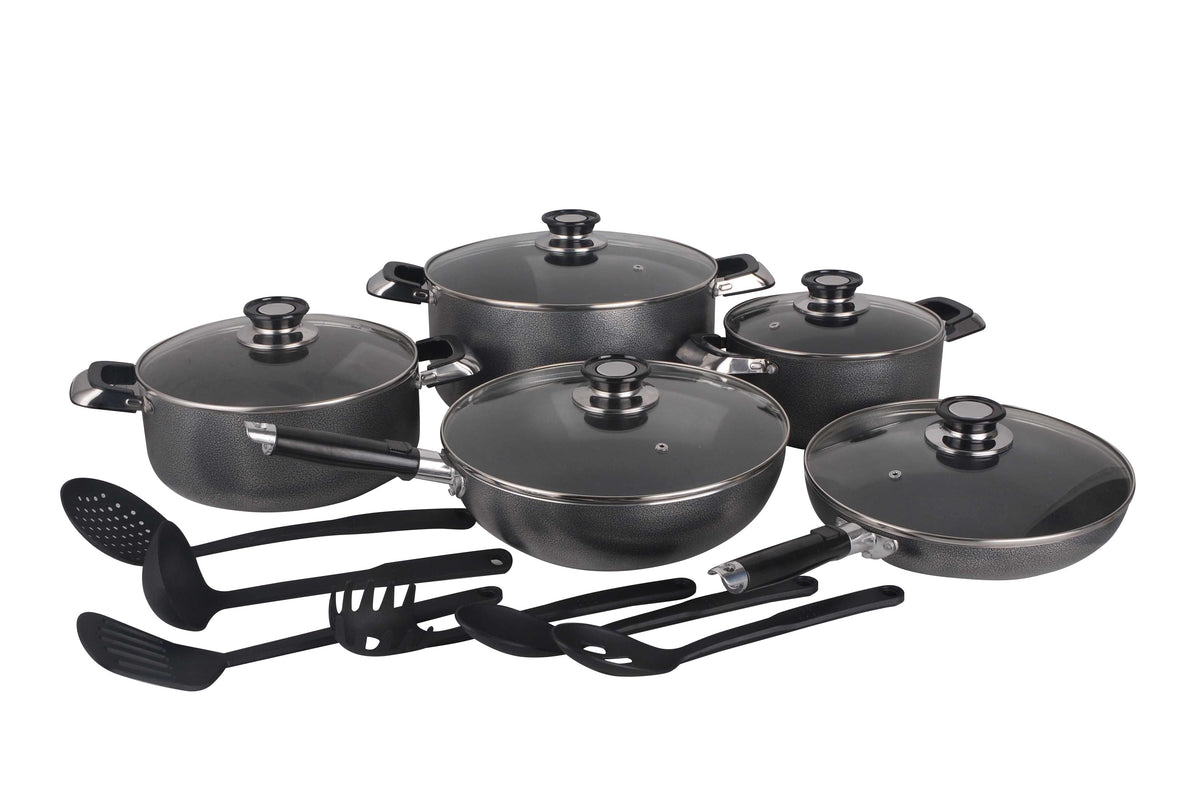 16 PC Black Non-stick Aluminum Cookware Set