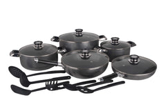 16 PC Black Non-stick Aluminum Cookware Set