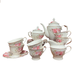 17 PC British Rose Tea Set