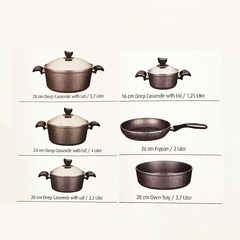 10 PC Non-Stick Aluminum Granite Cookware Set