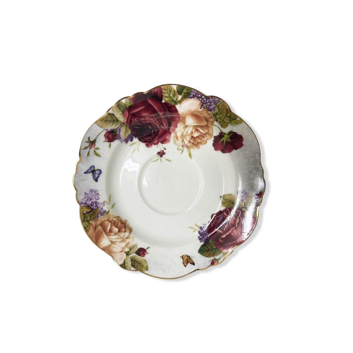 12 PC Red Rose Tea Cup & Saucers Set
