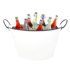 14.5” Oval White Bucket with Black Rim & Handle