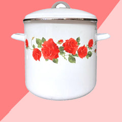 12 QT Rose Enamel Stock Pot with Lid