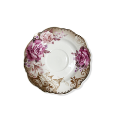12 PC Purple Rose Tea Cup & Saucers Set