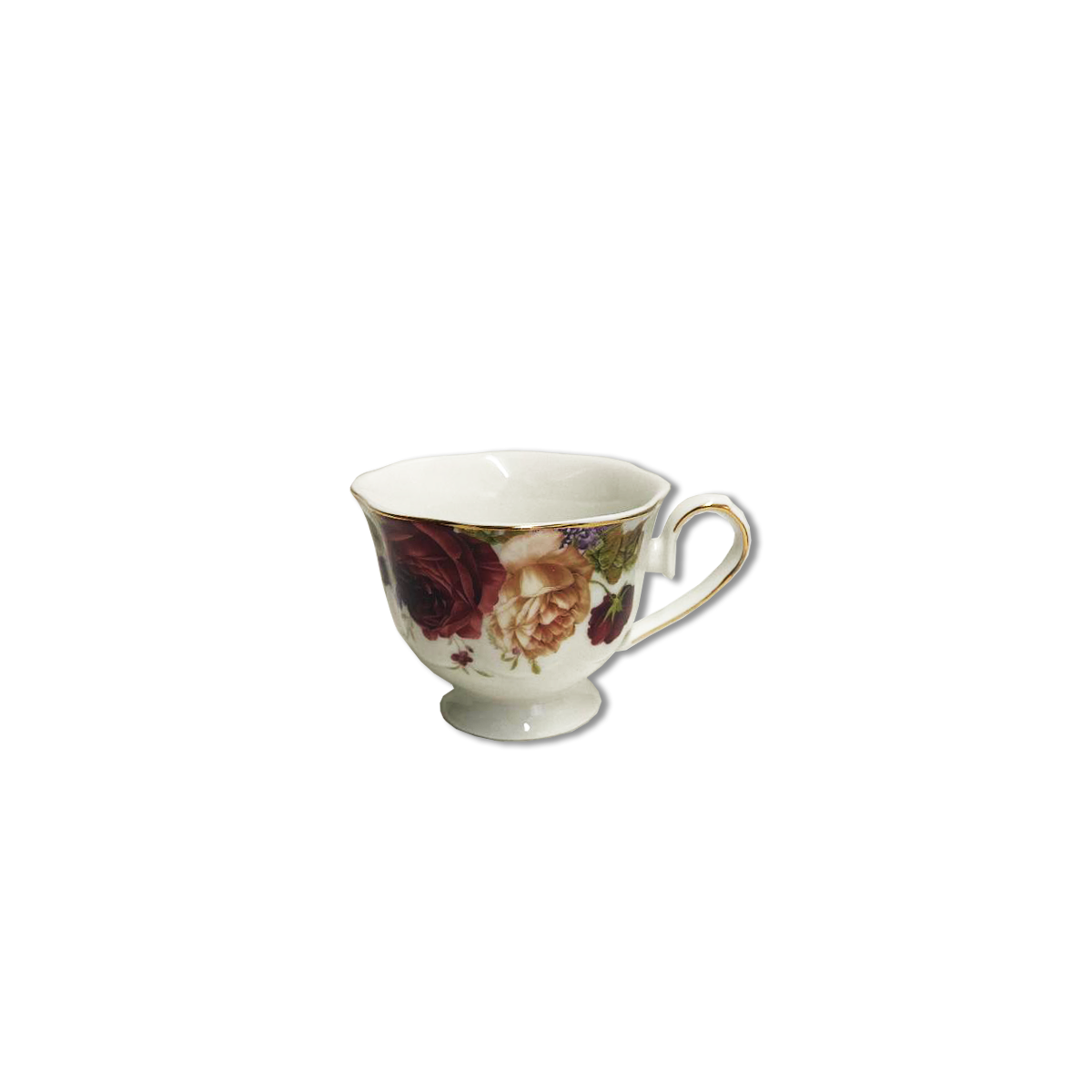 12 PC Red Rose Tea Cup & Saucers Set