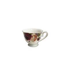 12 PC Red Rose Tea Cup & Saucers Set