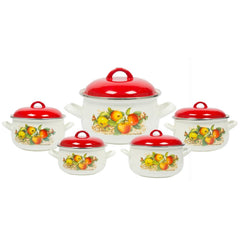 10 PC Apple Enamel Stock Pot Set