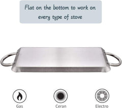 19" Rectangle Stainless Steel Fry Pan Comal