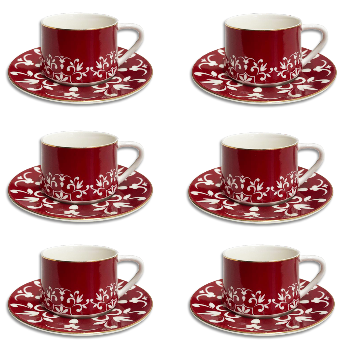 12 PC Red Turkish - Christmas Holidays Theme Coffee Tea Cup Set