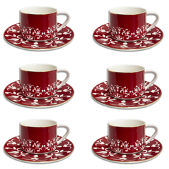 12 PC Red Turkish - Christmas Holidays Theme Coffee Tea Cup Set