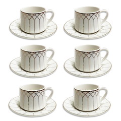 12 PC White & Gold Turkish Coffee Cup and Saucer