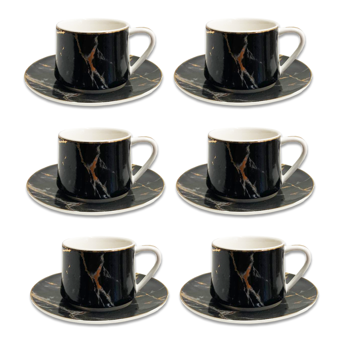 12 PC Black & Gold Turkish Coffee Cup Set