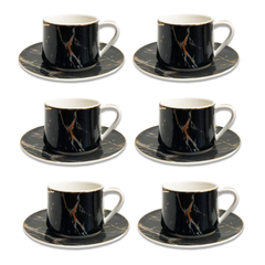 12 PC Black & Gold Turkish Coffee Cup Set