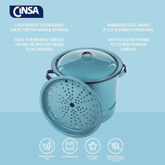 15 QT Enamel Steamer Pot With Lid & Trivet