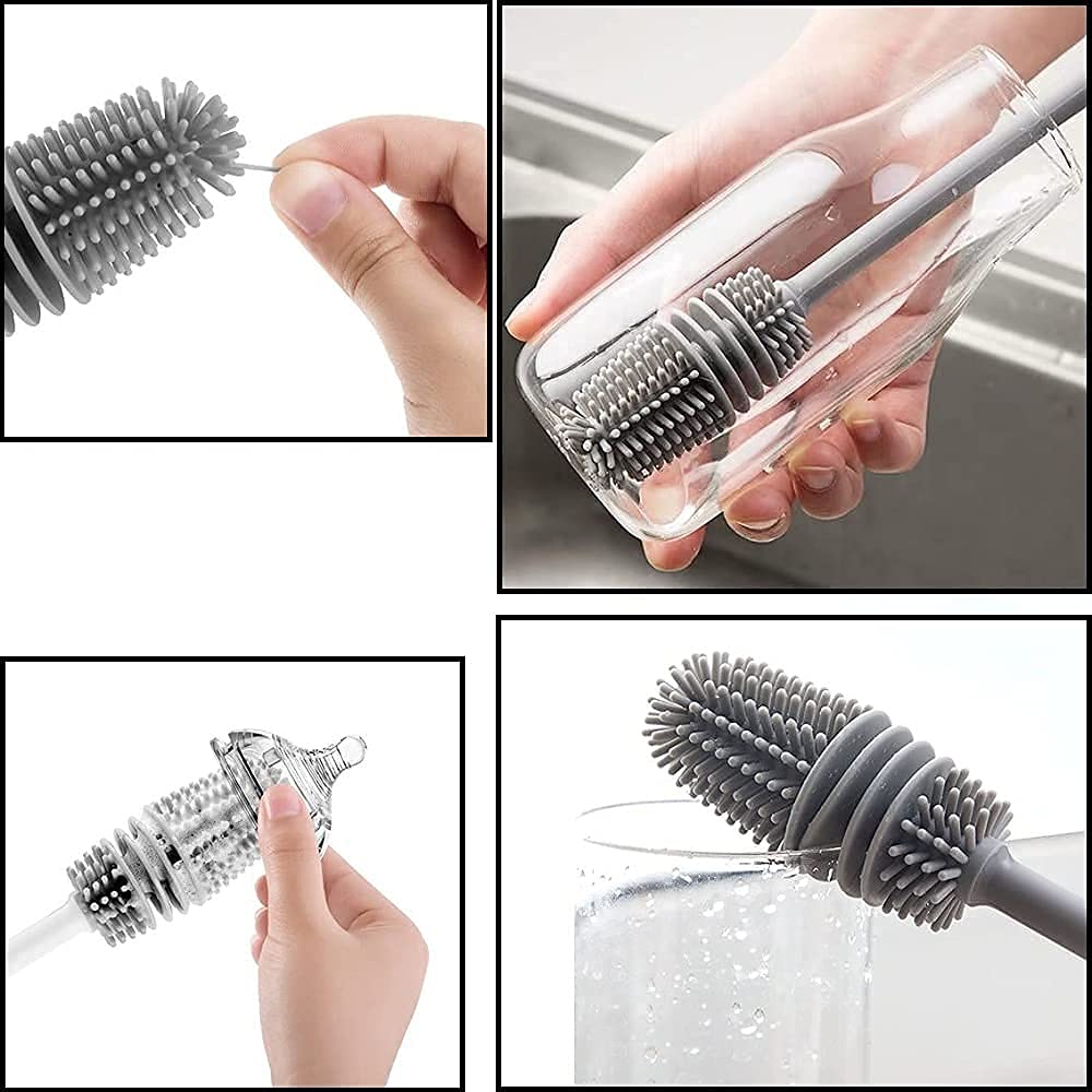 2 PC Bottle & Straw Brush Set - Gray
