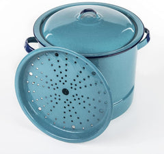 15 QT Enamel Steamer Pot With Lid & Trivet