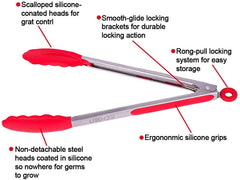 13" Red Tongs with Silicone Handle