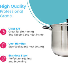 16 QT Stainless Steel 18/10 Induction Stock Pot (Free Gift 2 Spoons)