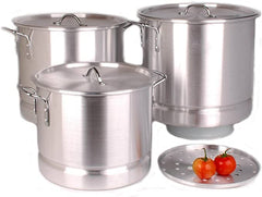 12 PC Tamales Aluminum Stock Pot Set With Steamer Rack