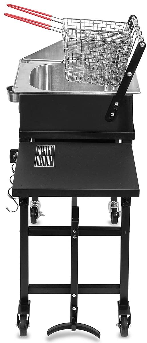 2 in 1 Stainless Steel Taco Cart With Deep Fryer