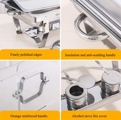 11L Stainless Steel Chafing Dish Food Warmer for Buffet (Pack of 4)