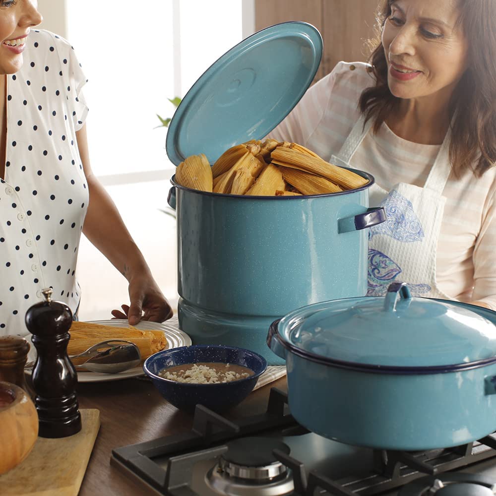 15 QT Enamel Steamer Pot With Lid & Trivet