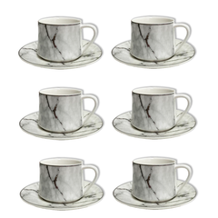 12 PC White & Silver Marble Coffee Cup