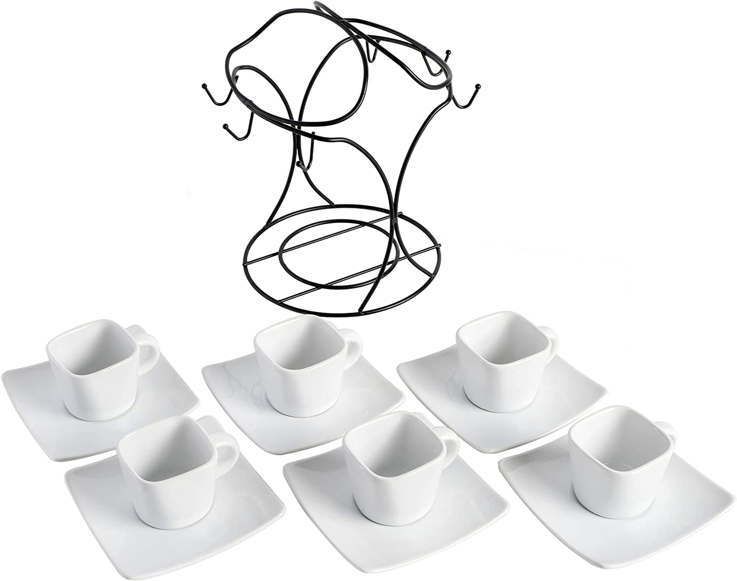 13 PC Gibson Espresso Cup & Saucer Set with Metal Rack
