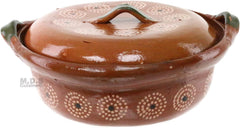 11" Floral Artisan Clay Casserole