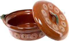 11" Floral Artisan Clay Casserole
