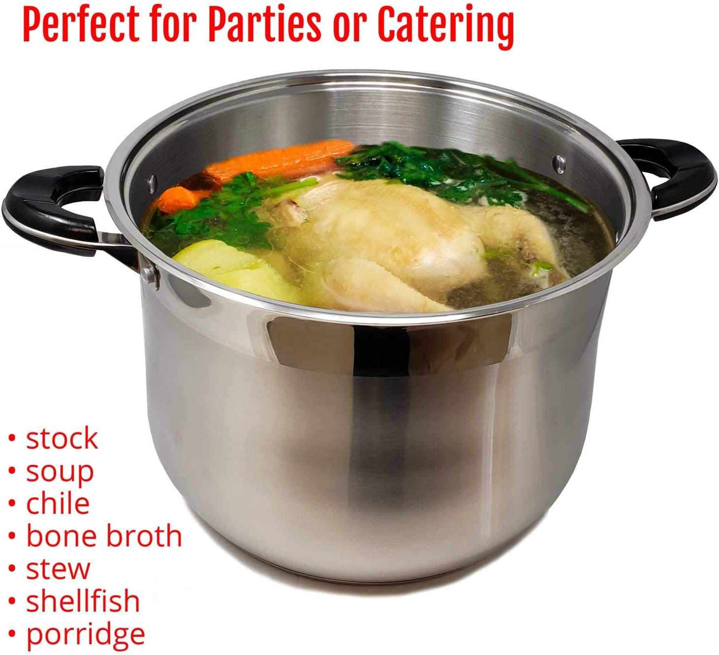 16 QT Stainless Steel 18/10 Induction Stock Pot (Free Gift 2 Spoons)